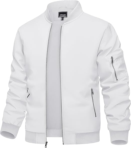 Men's Bomber Jacket Lightweight Casual Spring Fall Windbreaker Zip Up Coat with Pocket
